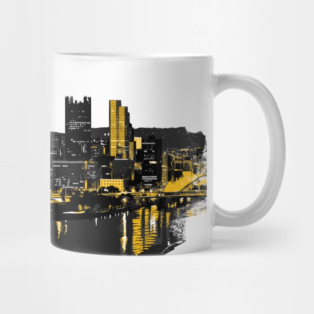 Pittsburgh Downtown Skyline Digital Painting by polliadesign